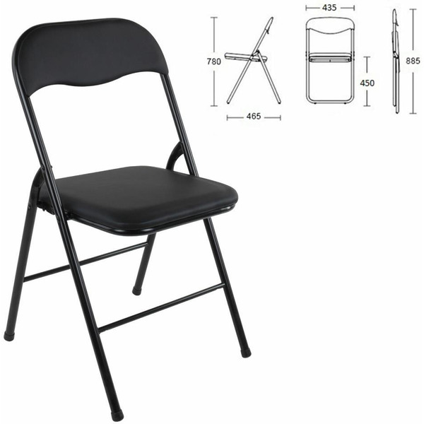 Стул складной BRABIX Golf CF-007 (черный каркас, кожзам черный) 533024