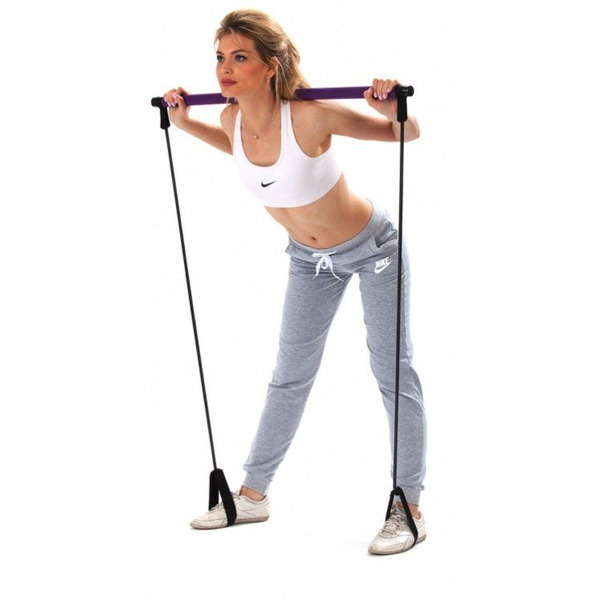 Палка гимнастическая с эспандерами BRADEX «ПИЛАТЕС СТУДИО» SF 0072
