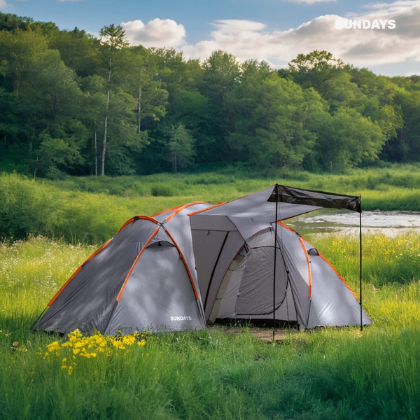 Палатка Sundays ZC-TT020-4P (2+2) (темно-серый/желтый)