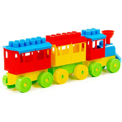 Конструктор Полесье 2044 Паровоз с двумя вагонами