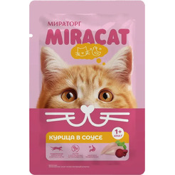 Влажный корм для кошек Мираторг Miracat Для взрослых кошек всех пород с курицей (75г)