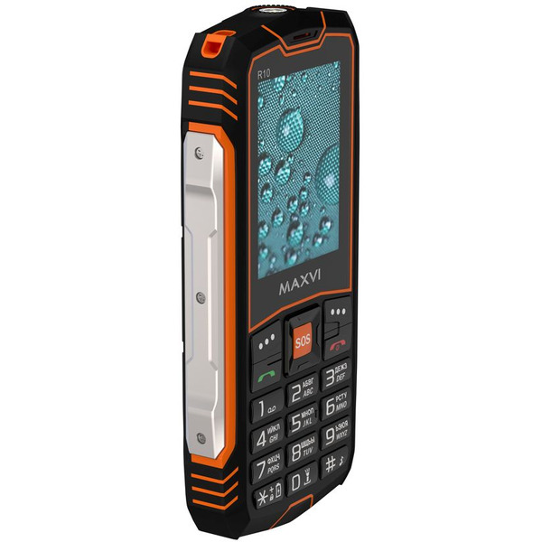Мобильный телефон Maxvi R10 + ЗУ WC-112 (черный/оранжевый)