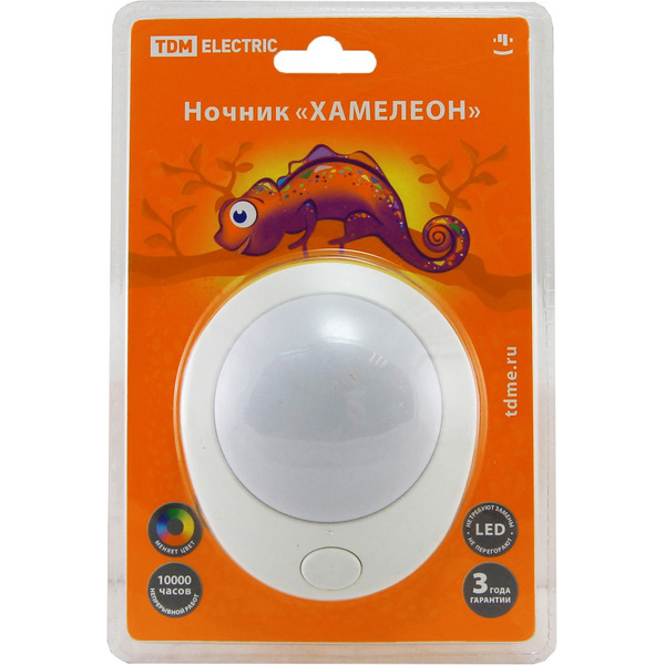 Ночник TDM Хамелеон D75 с выключателем, белый SQ0357-0007