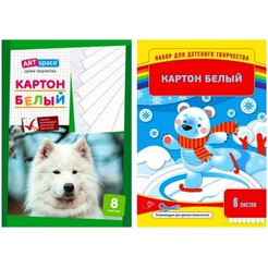 Картон белый СПЕЙС 8 л, А4 (Нк8б_001 / 152941)
