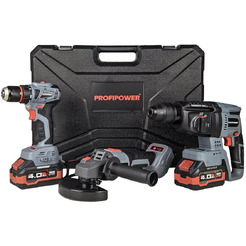 Аккумуляторный бесщеточный НАБОР 2в1 Profipower ProfiSet-3E18 (Li-ion-2шт, 4Ач, З/У, кейс, E0080,T0056, T0058)