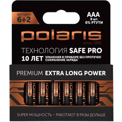Батарейки щелочные Polaris PB AAA (8шт) Premium