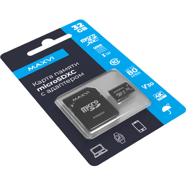 Карта памяти Maxvi microSDXC 32GB (MSD32GBC10V30)
