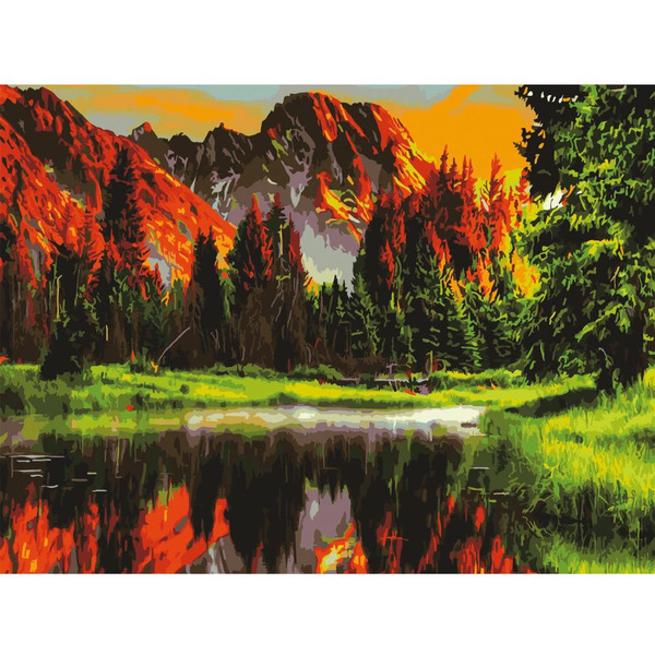 Картина по номерам ОСТРОВ СОКРОВИЩ «Горное озеро» 662462