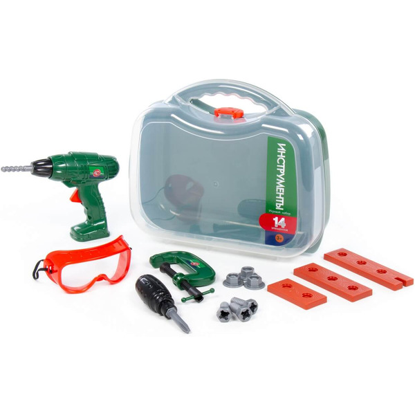 Набор инструментов Полесье №59 (14 элементов) 92810 (зелёный)