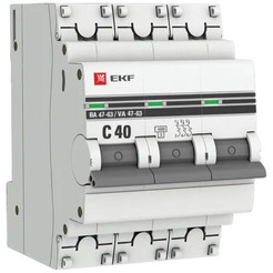 Выключатель автоматический EKF PROxima ВА 47-63 3P 40А (C) 4.5kA