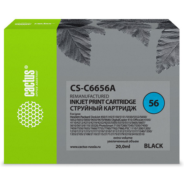 Картридж струйный Cactus CS-C6656A №56 (черный)