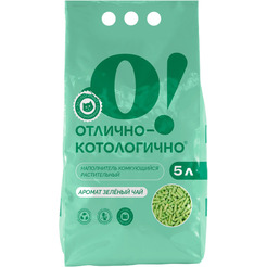 Наполнитель для туалета О!Отлично-котологично Растительный Зеленый чай комкующийся (2.07кг/5л)