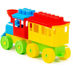 Конструктор Полесье 2037 Паровоз с одним вагоном