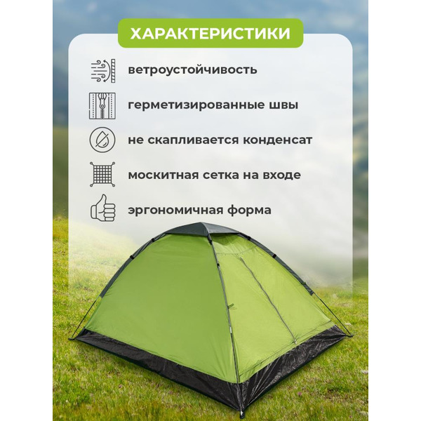 Палатка GetActive Chalet Green/Dark Grey (SWY-S02-GRDG)