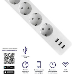 Умный удлинитель EKF Connect Wi-Fi с USB RCE-1-WF