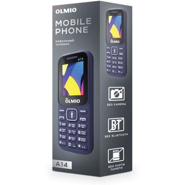Кнопочный телефон Olmio A14 (синий)