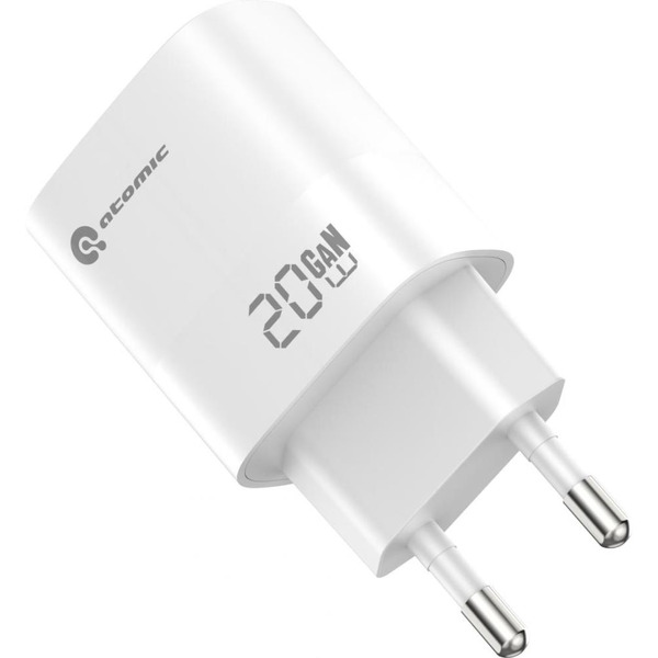 Зарядное устройство Atomic MOTION G202 GAN 20W 2-порта USB (A+C) с кабелем USB (С-L) 1.5 метра, цвет белый | 10.204