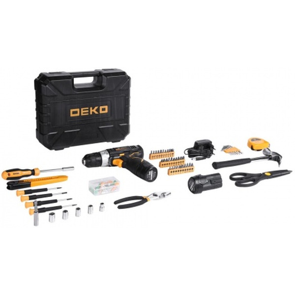 Дрель-шуруповерт Deko GCD12DU3 SET 104 (063-4133) с 2-мя АКБ, кейс, набор оснастки