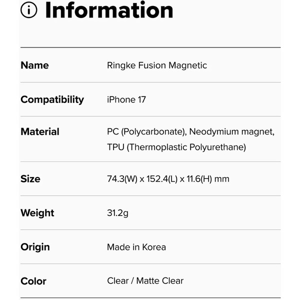 Чехол Ringke FUSION MAGNETIC для iPhone 17 CLEAR