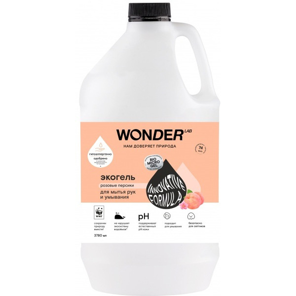 Экогель для рук и умывания WONDER LAB Розовые персики 3,78 л