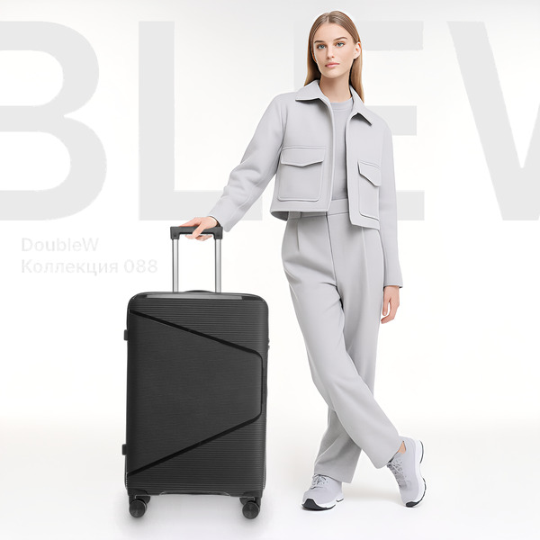 Чемодан DoubleW 088 (L, черный)