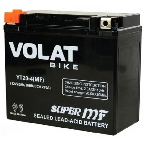 Мотоаккумулятор VOLAT YT20-4 20Ah (MF) L+