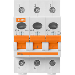 Выключатель нагрузки (мини-рубильник) TDM ВН-32 3Р 40А SQ0211-0025