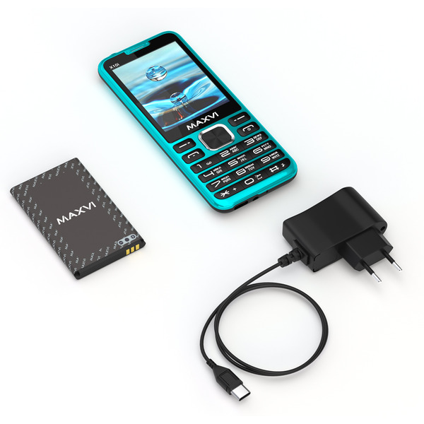 Мобильный телефон Maxvi X10i +ЗУ WC-112 (голубой)