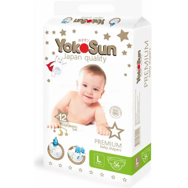 Подгузники YokoSun Premium L 9-13 кг (54 шт)