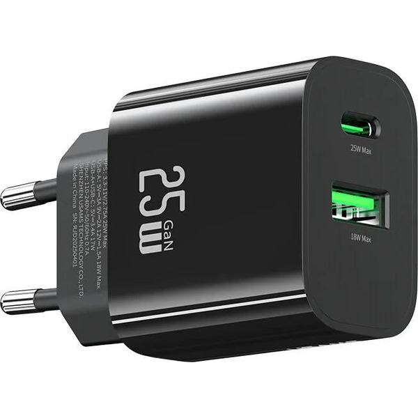 Сетевое зарядное Usams CC315 T65 25W (черный)