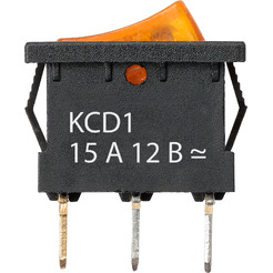 Выключатель клавишный TDM KCD1-101N 12В 1P желтый SQ0746-0133