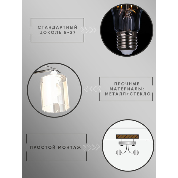 Потолочный светильник Aitin-Pro НПБ 02-2x60-101 / K2352/2 (хром/белый)