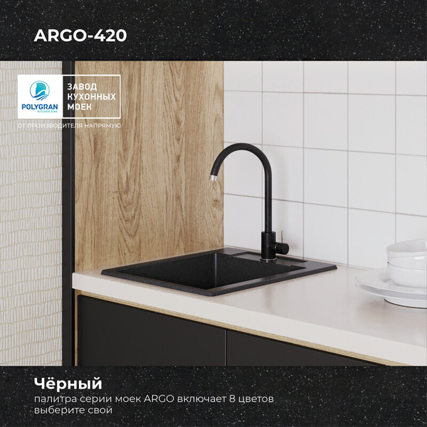 Мойка кухонная Polygran Argo-420 (черный)
