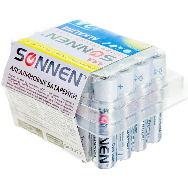 Батарейки SONNEN 24 шт, Alkaline, ААА(LR03, 24А)