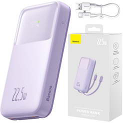 Внешний аккумулятор Baseus Comet Series Dual-Cable Digital Display Fast Charge Power Bank 22.5W 20000mAh (сиреневый)