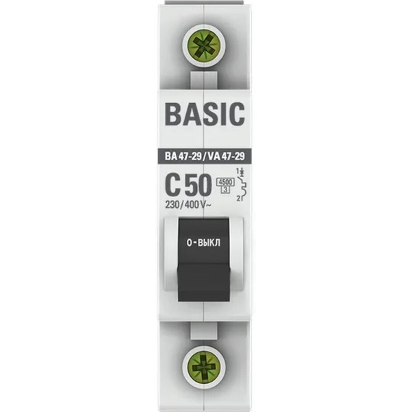 Выключатель автоматический EKF Basic ВА 47-29 1P 50А (C) 4,5кА