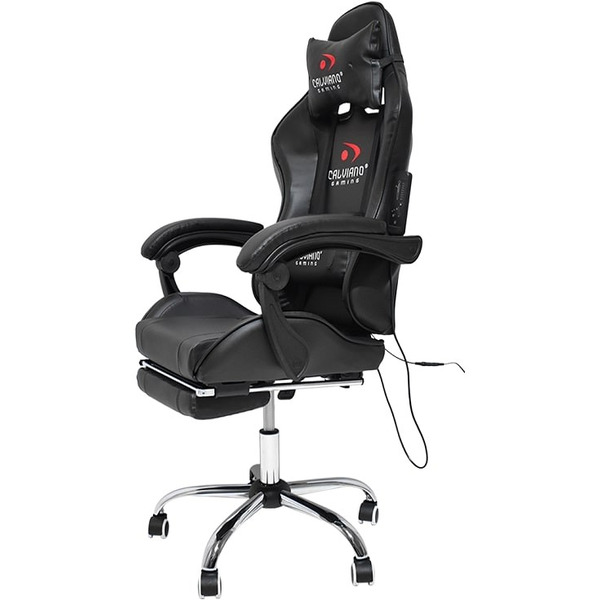 Игровое кресло Calviano AVANTI Ultimato total black (с подножкой, вибромассажное)