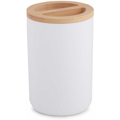 Стакан для зубной щетки и пасты Альтернатива Бамбук М8055 (белый)