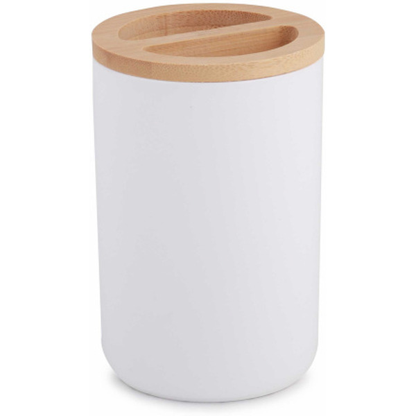 Стакан для зубной щетки и пасты Альтернатива Бамбук М8055 (белый)