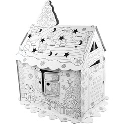 Картонный игровой развивающий BRAUBERG Домик-раскраска Новогодний 880365