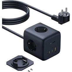 Удлинитель Baseus EnerFill FA11 Cube Power Strip 3AC+1U+2C 67W EU E00082100123-00 (1.5 м, черный)