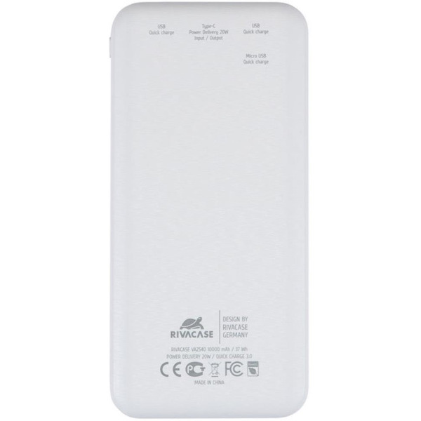 Внешний аккумулятор RIVACASE VA2540 (10 000mAh) White