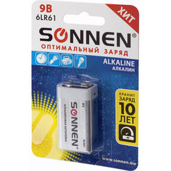 Батарейка Sonnen Крона 6LR61 (9 В) alkaline (1 шт)