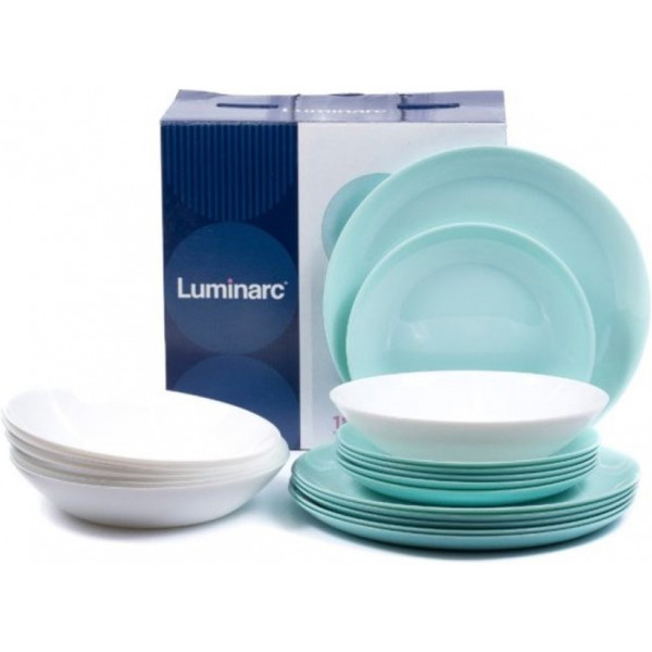 Набор столовый 18 предметов LUMINARC DIWALI (10P5912) бело-бирюзовый