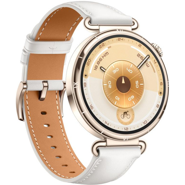 Смарт-часы HUAWEI Watch GT 6 41mm (KSU-B19) золотистый, с белым кожаным ремешком