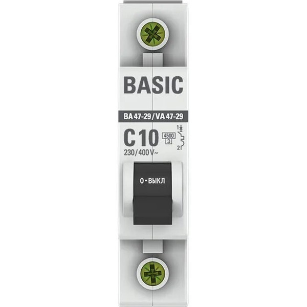 Выключатель автоматический EKF Basic ВА 47-29 1P 10А (С) 4.5кА