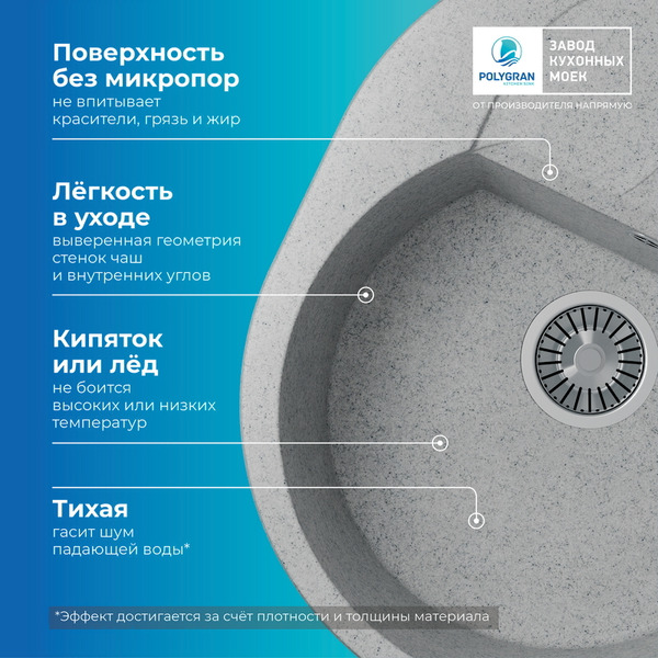 Кухонная мойка Polygran Atol 620 (светло-серый)