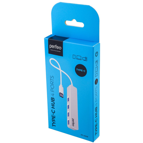 Разветвитель USB-C Perfeo PF-H039 4 Port White