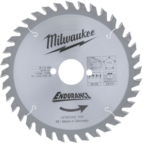 Диск пильный (по дереву) MILWAUKEE D 165х30х2.6 мм 36Z  493235213