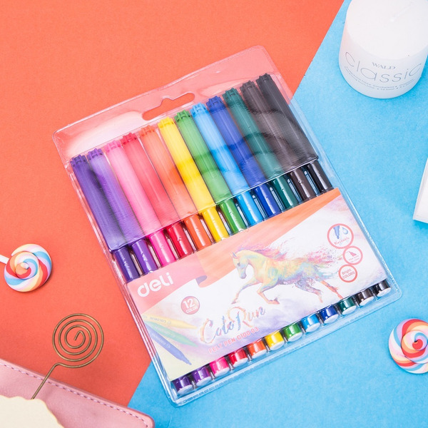 Фломастеры DELI Color run 12 шт (С10003)